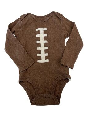 Carter's Brown Football Graphic Long Sleeve One Piece Bodysuit Size 24 Months